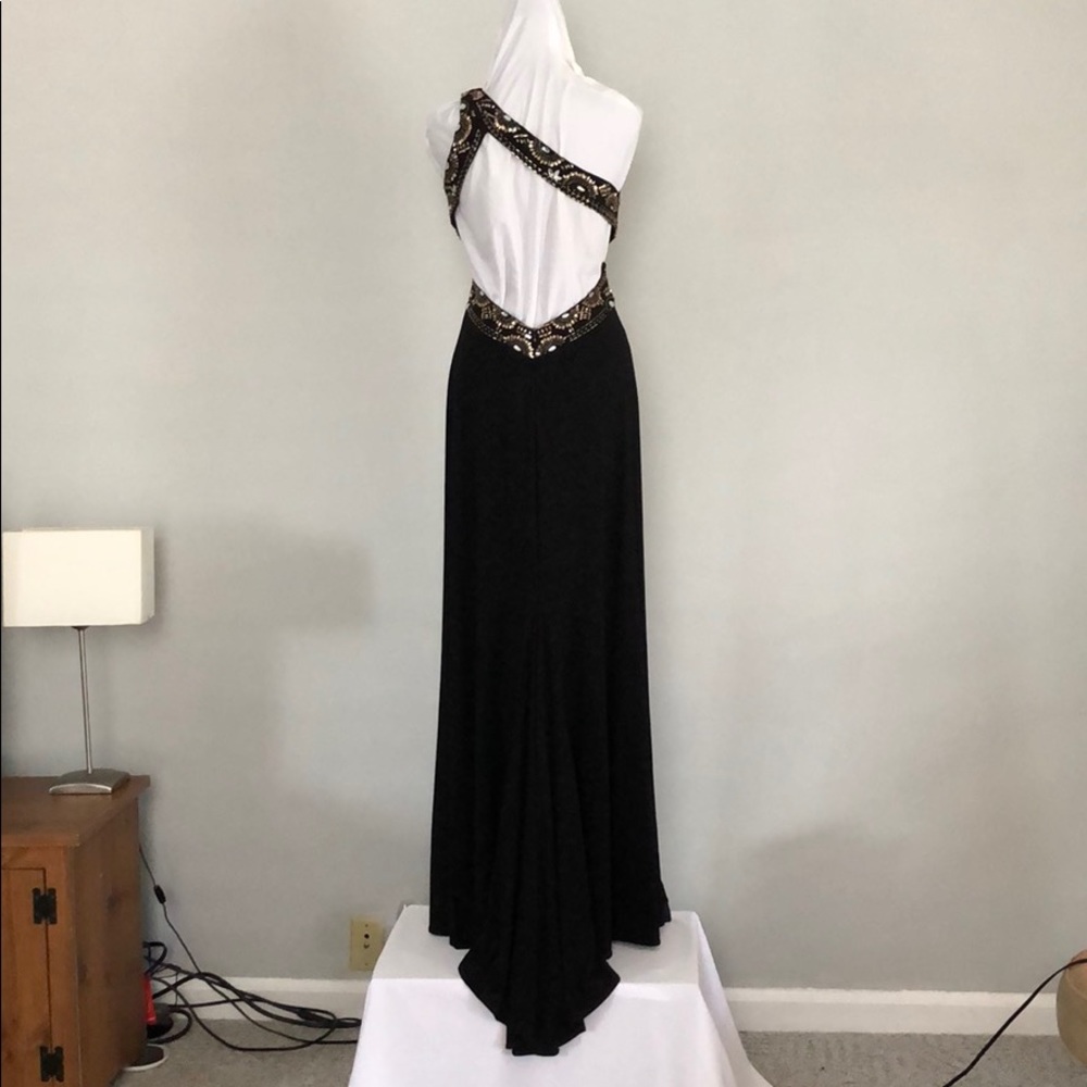 Black, off one shoulder, beaded, prom dress, sz 5 - Picture 3 of 8
